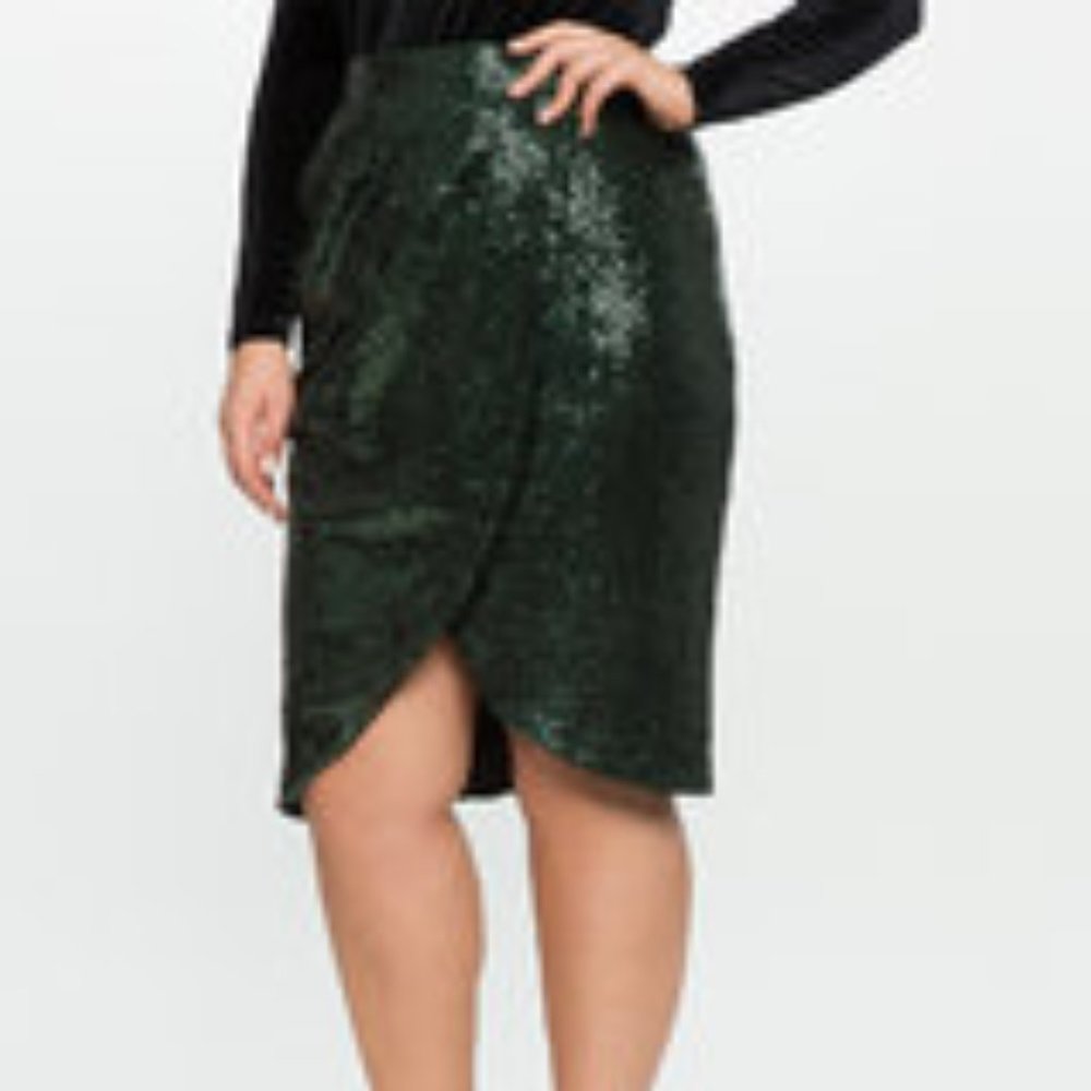 *NEW* Eloquii Green Sequin Tulip Skirt - Size 22